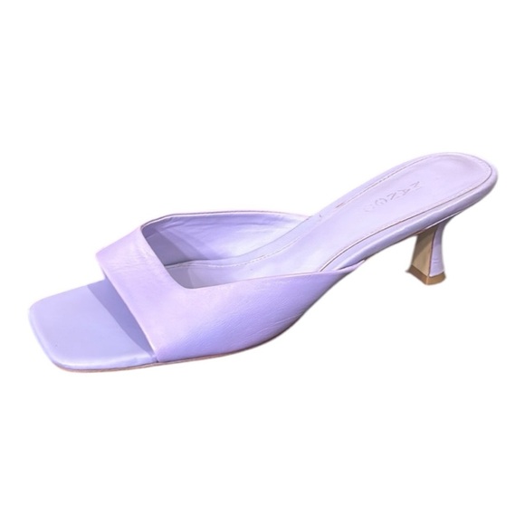 MANGO Womens Lavender Solid Leather Heels Size 8.5 - Picture 2 of 13